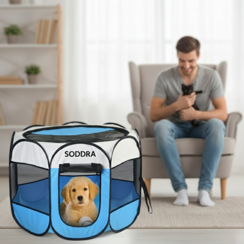 Premium Foldable Dog Tent Playpen | Octagonal Pet Shelter & Playpen