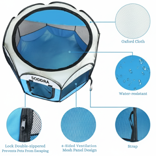 Premium Foldable Dog Tent Playpen | Octagonal Pet Shelter & Playpen