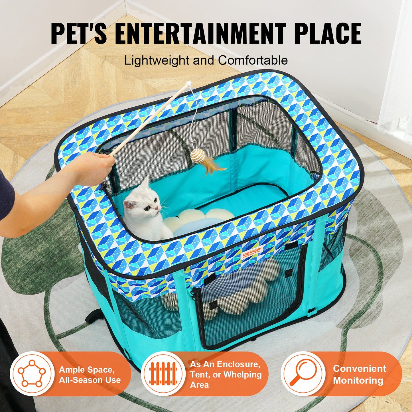 Portable Foldable Pet Playpen for Dogs & Cats – Waterproof 600D Oxford, Indoor/Outdoor Puppy Play Yard